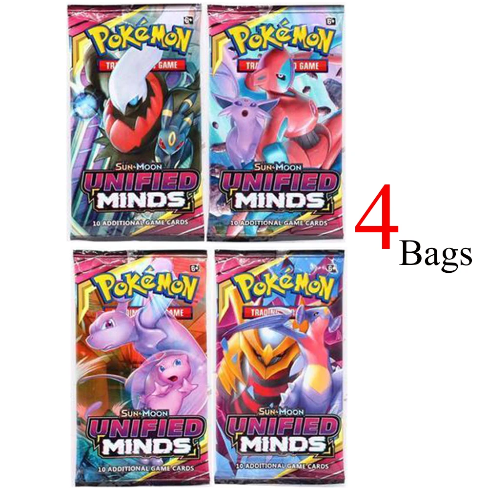 

4Bags Pokemon Cards Sun & Moon GX Team Up Pokemons Cards Toys For Children Unbroken Bond Unified Minds Evolutions Booster Box
