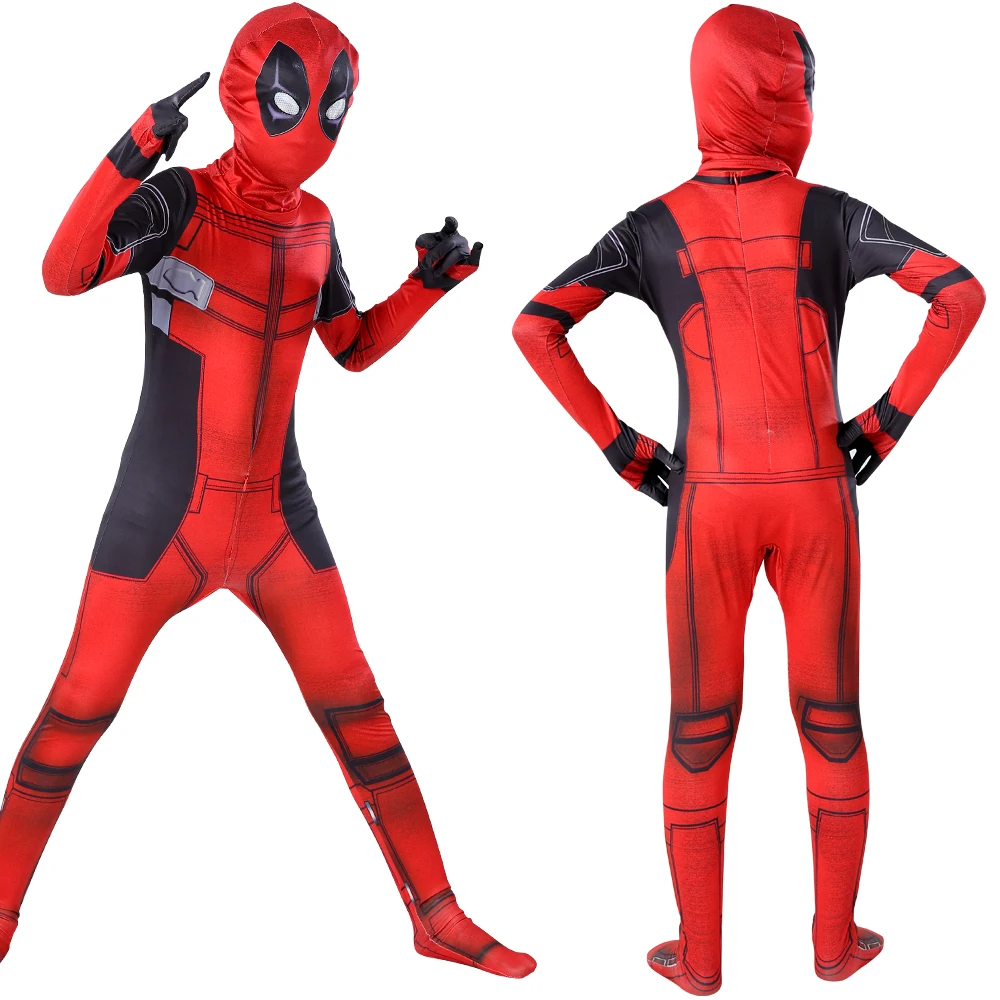 Halloween Adult Cosplay Superhero Deadpool Kids Costume With Mask Suits Jumpsuit Bodysuit Party Costume For Children