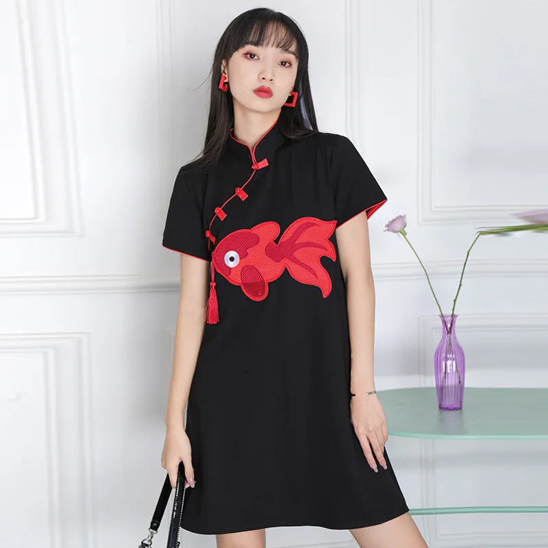 

Loose Cheongsam Summer New Chinese Style Modified Dress National Tide Young Girl Daily Skirt
