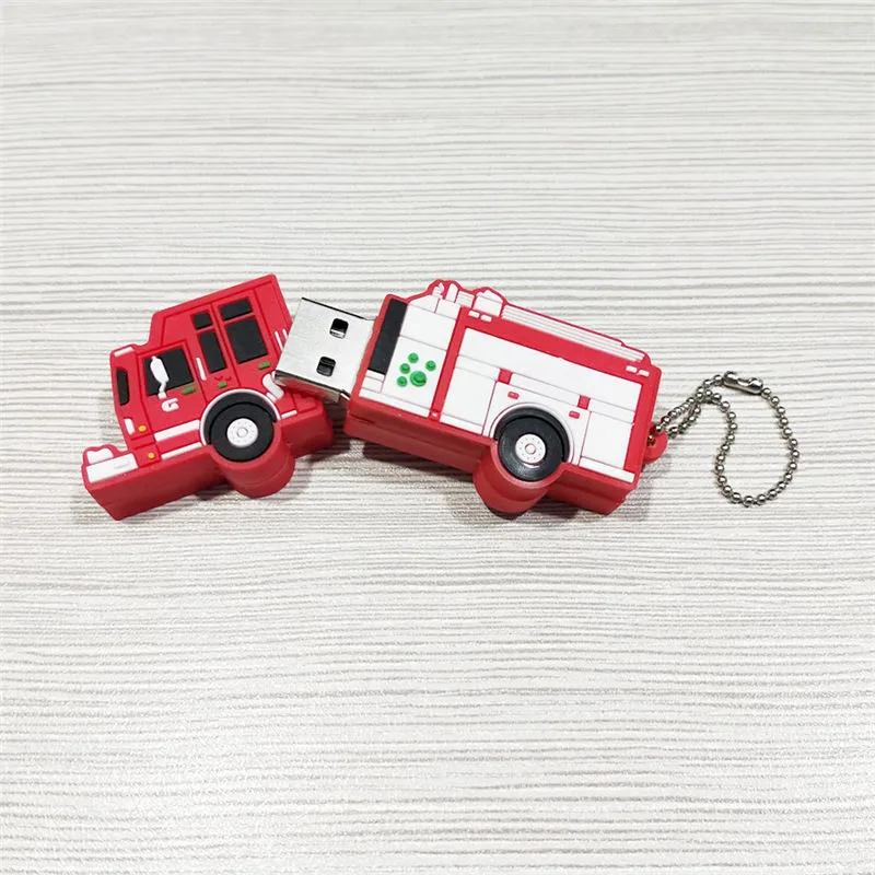 USB флеш-накопитель мультфильм пожарная машина ручка привод 4 ГБ 8 16 32 64 милые