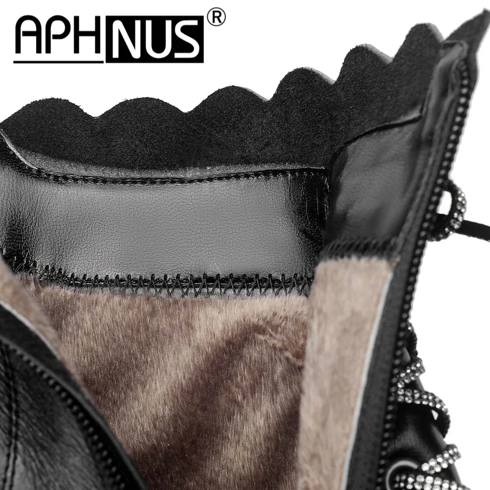 

APHNUS Womens Boots Short Ankle Booties Mid High Heels Pumps Woman 2020 Shoes For Women New Boot