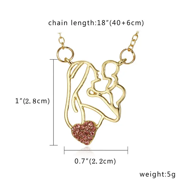 Модное ожерелье Znic сплав золото мать и ребенок светло-розовый горный хрусталь