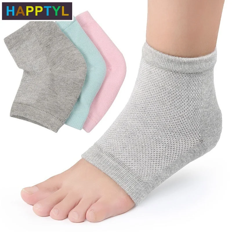 

HAPPTYL 1Pair Soft Gel Heel Socks Ventilate Open Toe Socks for Dry Hard Cracked Skin Moisturizing Day Night Care Skin