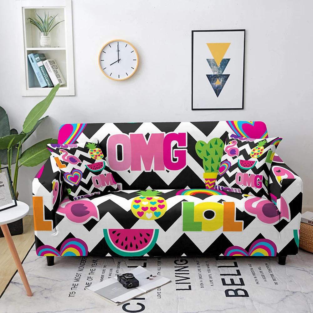 Cartoon Unicorn Stretch Sofa Slipcover Elastic Covers for Living Room funda sofa Chair Couch Cover Home Decor 1/2/3/4-seat | Дом и сад