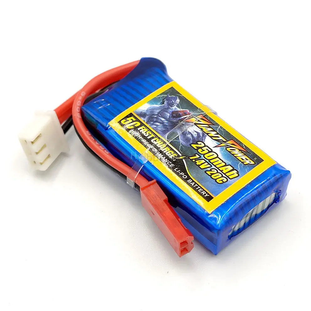 7 4 V 2S 250mAh 20C Высокая прочная производительность LiPO батарея JST разъем для микро