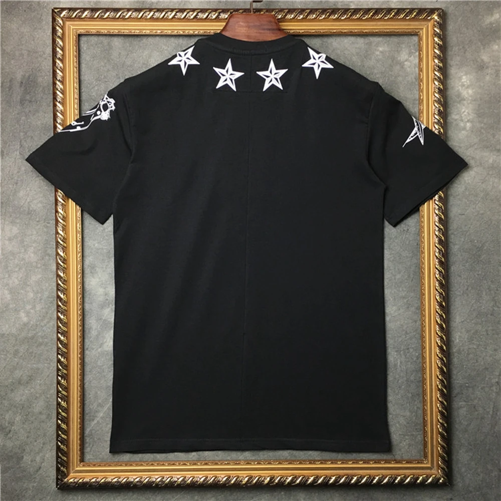 Мужская прямая футболка marcelo barrett из 100% хлопка с принтом чернил и звезд круглым