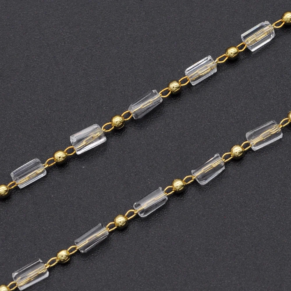 

30 Meters/lot Cylinder Crystal Stone Beads diy jewelry Making Chains Wholesale Finding Jewellery Supplies Factory Direct