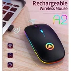 Беспроводная мышь Bluetooth, перезаряжаемая мышь, беспроводная компьютерная Бесшумная мышь, эргономичная игровая мышь со светодиодный Ной подсветкой для ноутбуков, ПК