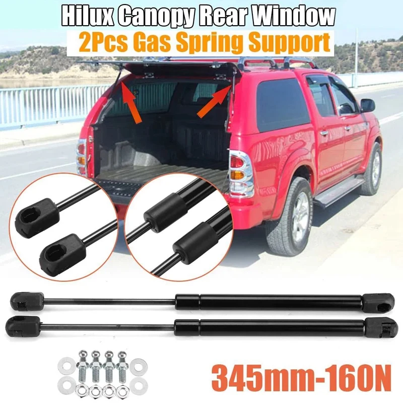 

2Pcs Car Gas Spring Support Struts 345mm-160N Shaft for Toyota Hilux 1921VR Canopy Rear Window Trunk