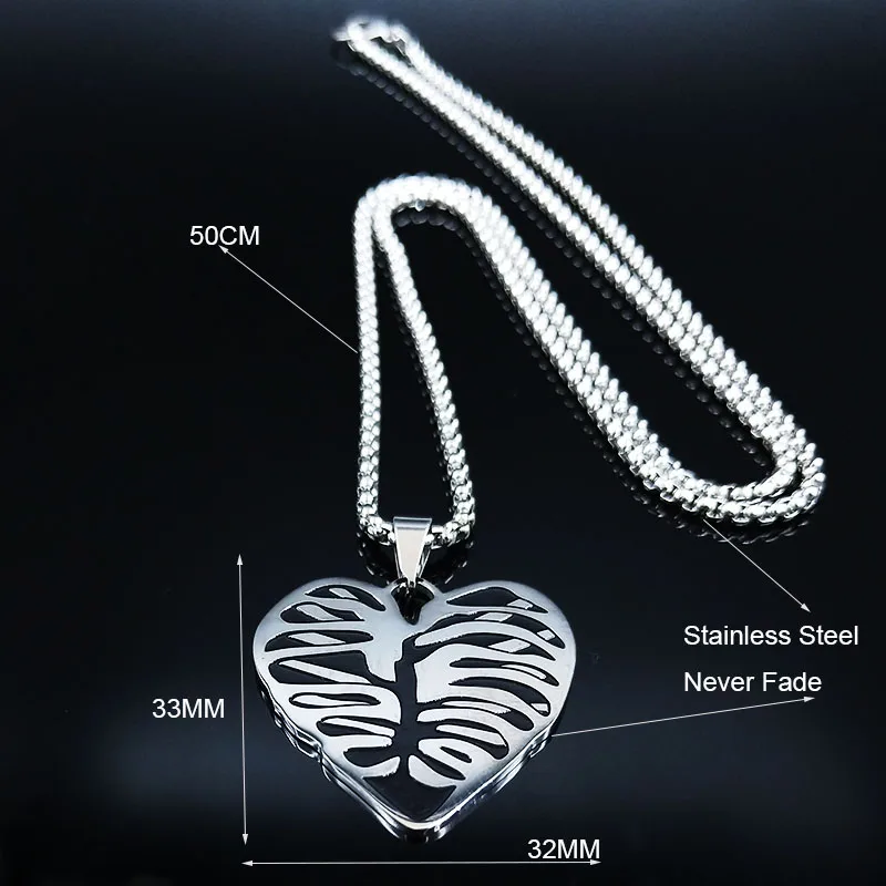 

2021 Fashion Gothic Heart Skull Stainless Steel Chain Necklace Women Silver Color Statement Necklace Jewelry bijoux femme N556