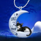 Изысканное женское ожерелье с подвеской в виде голубой луны, Милая Черная кошка, подвеска в виде полумесяца, буква Чокер-цепочки, подарок на день рождения, свадьбу