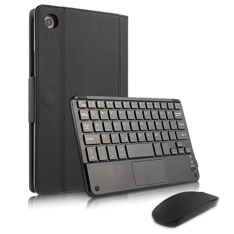 Черный Беспроводная Bluetooth mi Pad 4 тачпад Клавиатура тонкая мышь набор с кожаным протектором трекпад для клавиатуры Мышь Набор для Xiaomi Pad 4 - Цвет: Черный