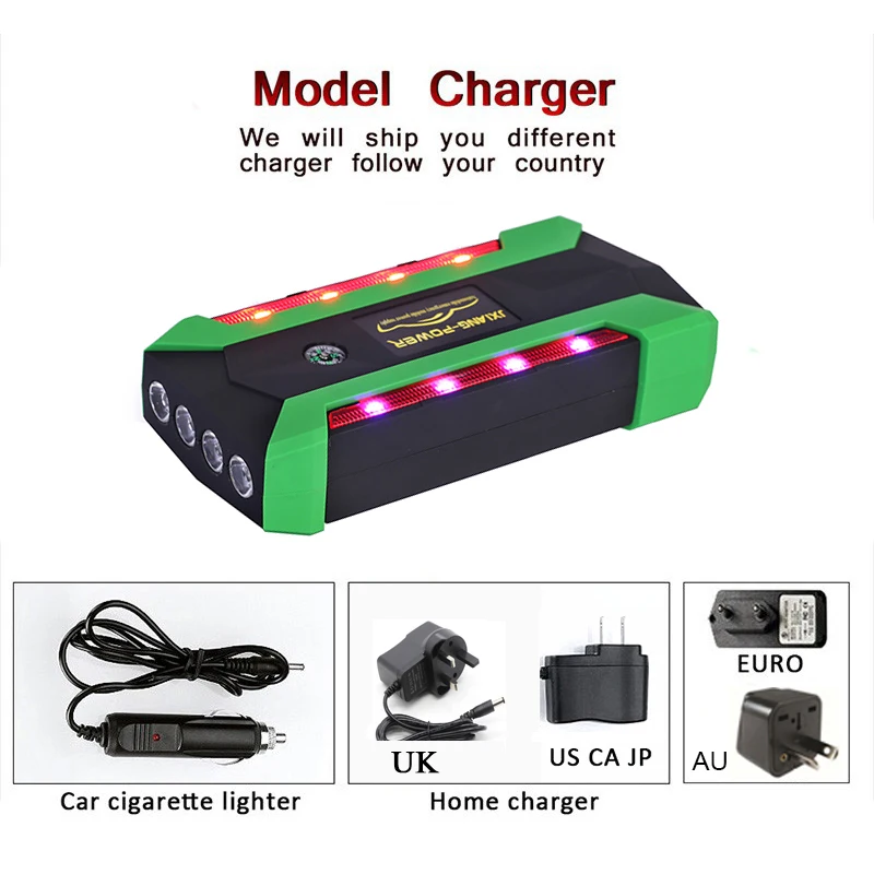 For 6L Petrol 4L Diesel-20000mAh Car Jump Starter 1000A Peak Portable Starting Device 12V Power Bank Charger Battery Booster
