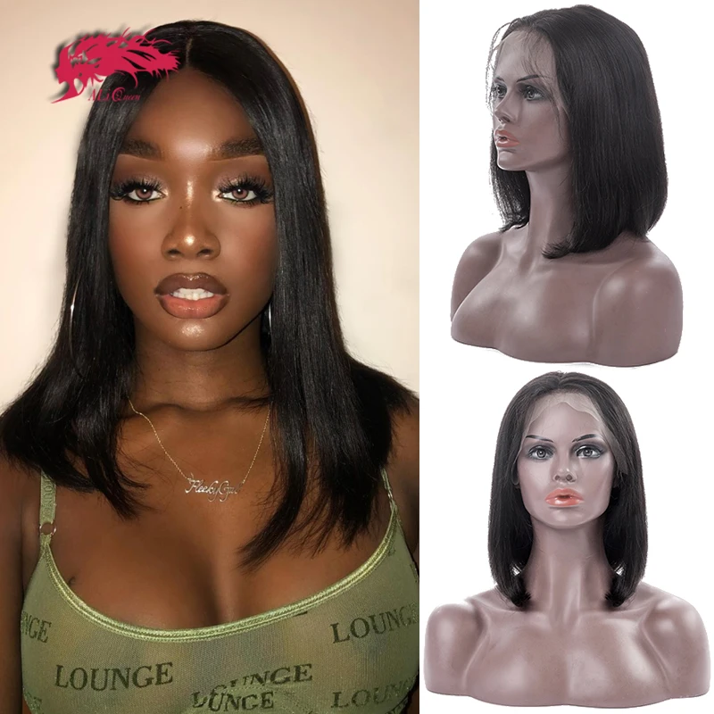 Brazilian Straight Short Wigs For Women Mid Length Cheap Lace Part Wig Black And Blonde 613 Color Remy Human Hair Lace Front Wig