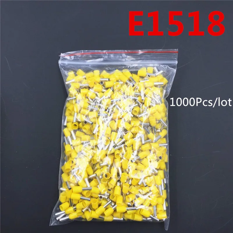 1000 шт. E1518 изоляционные трубки терминал 1.5MM2 16AWG кабель провода разъем