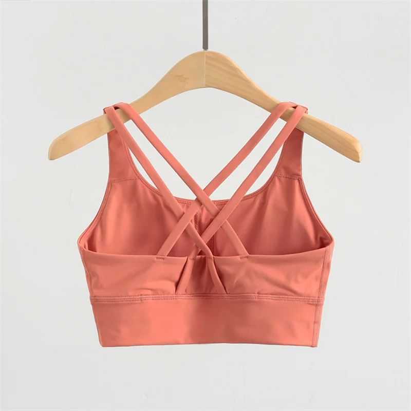 Nylon Feel Padded Workout Gym Sports Bras Top Women  Athletic Brassiere Fitness Yoga Bra Tops