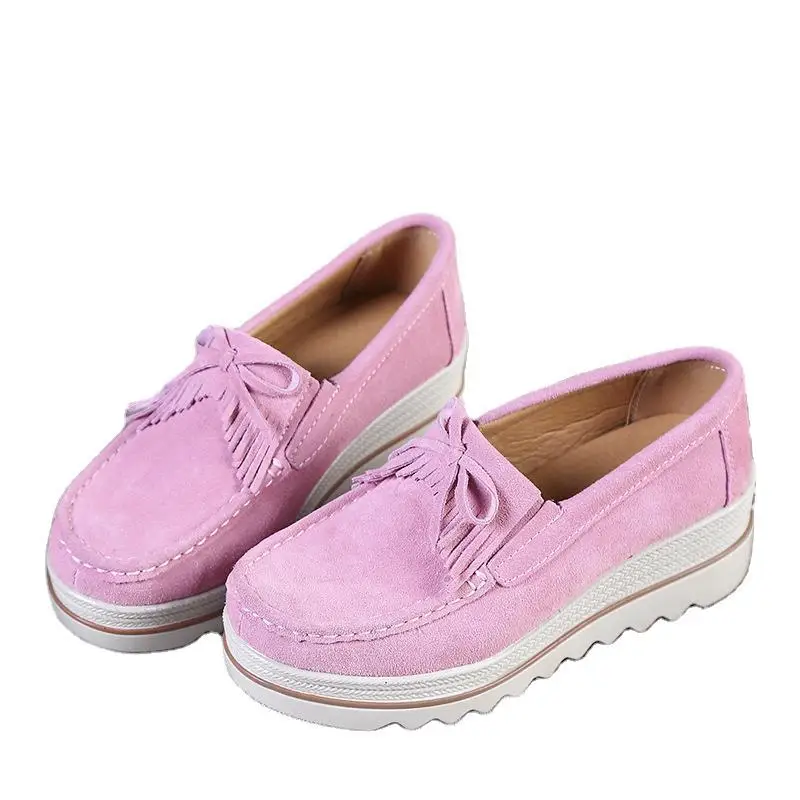 

Autumn thick soled mother shoes woman's leather shoes walking shoes black nursing shoes for women platform shoes Cow Suede