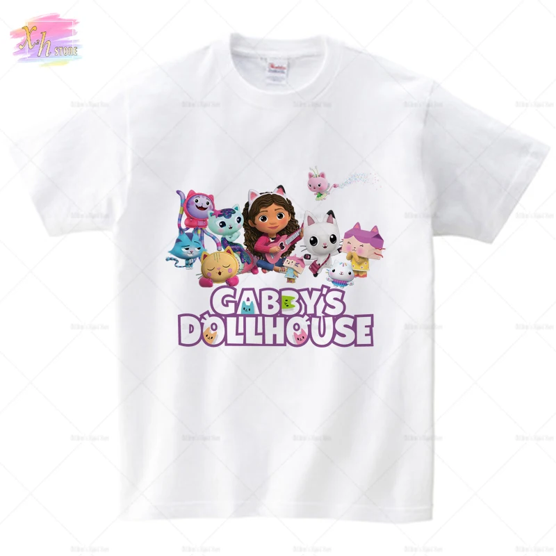 

Kids Gabby Cats T-shirt Boys 2021 Summer Clothes Girls Tops Gabbys Dollhouse Christmas Short Sleeve T-shirt Children's Clothing