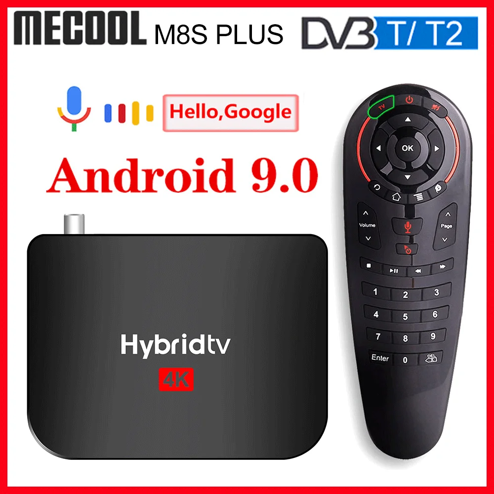 Mecool M8S PLUS Android 9 0 DVB T2 Гибридный ТВ Box Amlogic S905X2 4 ядра 64bit 2 Гб оперативной памяти 16