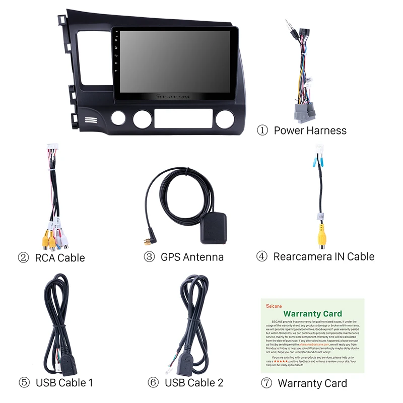 Seicane 2DIN 10 1 &quotAndroid 9 0 GPS-навигация Радио с FM WIFI для 2006 2007-2011 Honda Civic 1080P Bluetooth