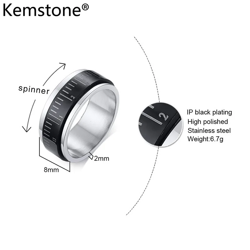 Kemstone креативные ювелирные изделия 8 мм нержавеющая сталь черная линейка