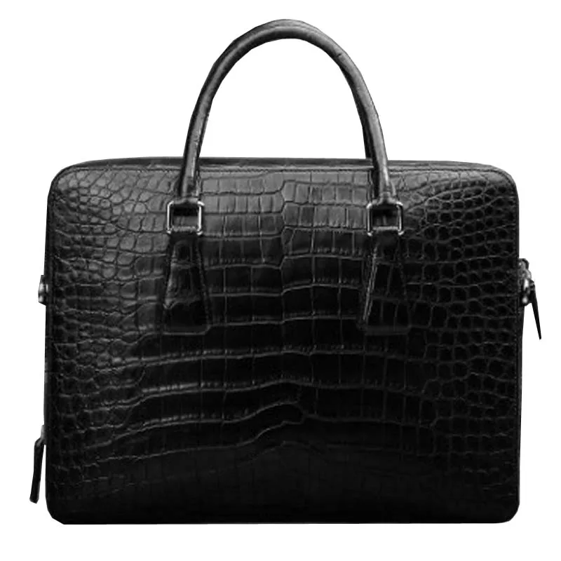 

ourui crocodile leather men briefcase Double zipper Genuine crocodile leather handbag new style men handbag