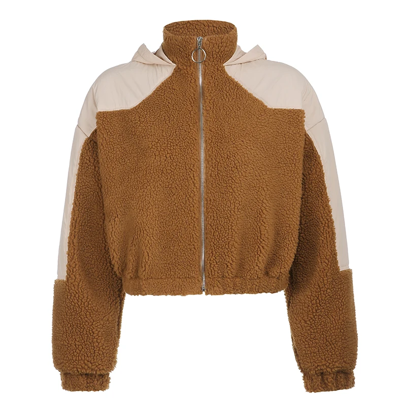

Streetwear Vintage Women's Lamb Fur Coats Winter Loose Harajuku Patchwork y2k Thicken Jackets Hooded Coat Fashion Cuteandpsycho
