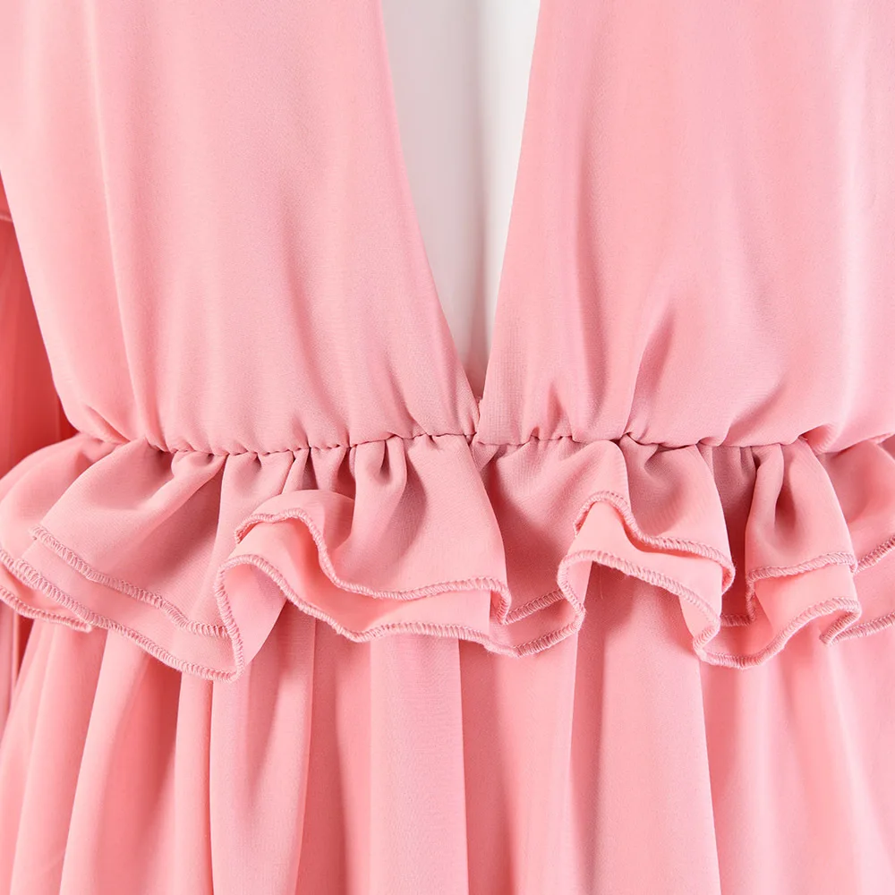 Женское платье с длинным рукавом BOOFEENAA Пляжное мини-платье в стиле бохо неровными