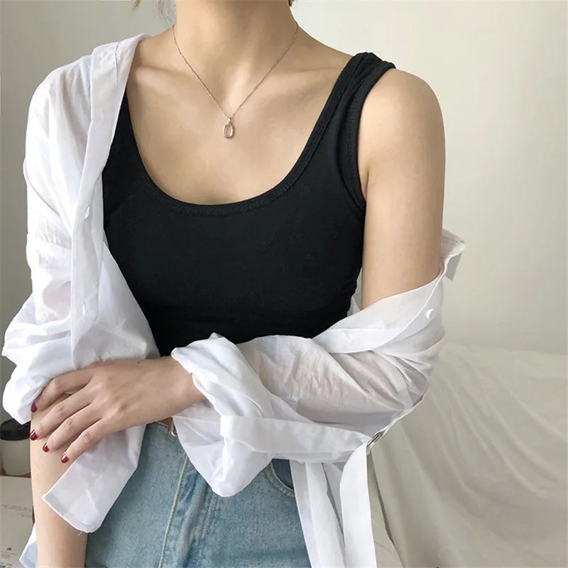 

2019 Tank Top Women Summer Crop Tops Casual Sleeveles Beach Tops Streetwear Ladies Sexy Crop Tops Debardeur Femme