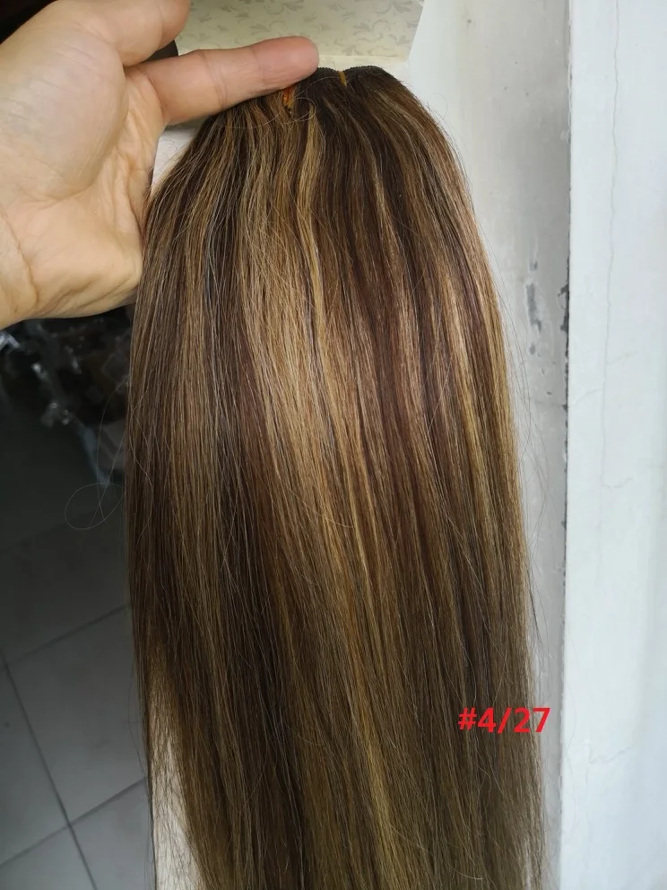 # P4/27 Chocola, бразильские волосы remy на всю голову, 8 шт. в наборе, 100 г, 16-24 дюйма, натуральные прямые человеческие волосы для наращивания на заколках - Цвет: # P4/27