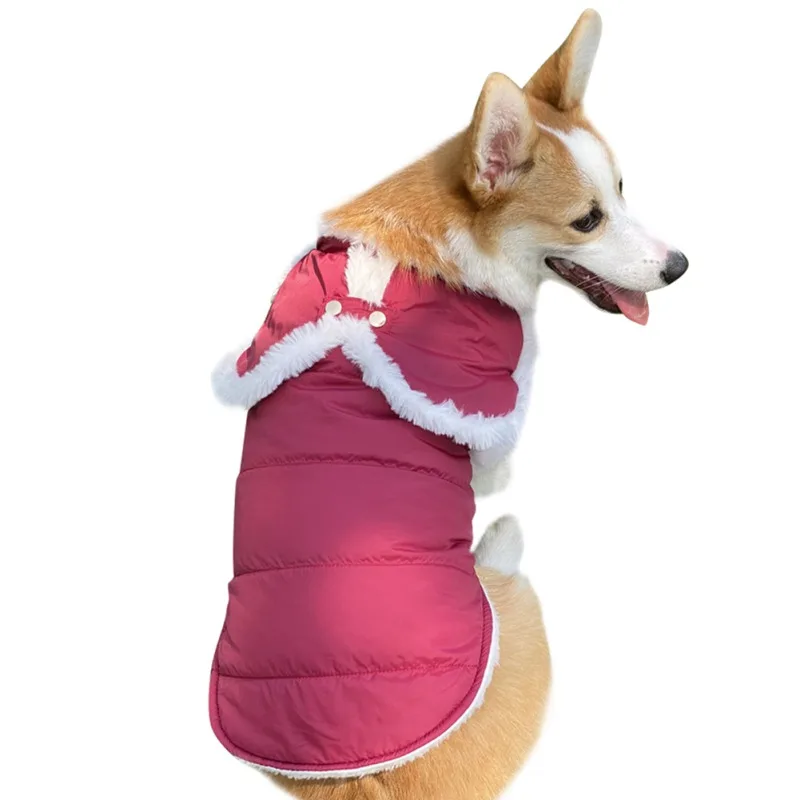 

New Dogs Waterproof Warm Fleece Autumn Winter Coat Cloak Design Jacket With Pocket Thick With Shawl Cape Parkas Hot Sell