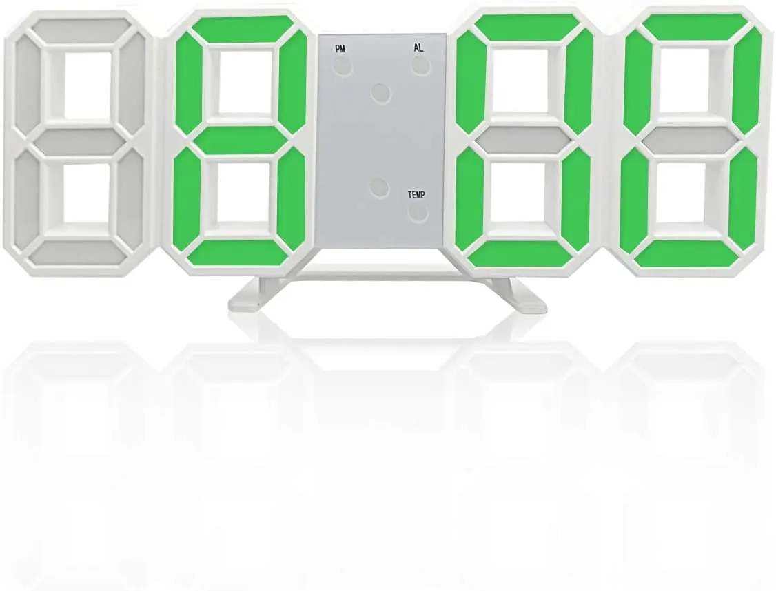 

Intelligence Digital Wall Clock LED Numeral, 3D LED Digital Clock for Living Room Decor, Kitchen Clock with Dimmer