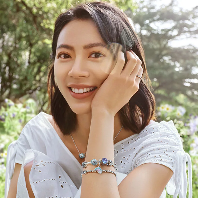 

Pandora Garden Series Blue Lucky Rainbow Bracelet Set Girl Friend Gift