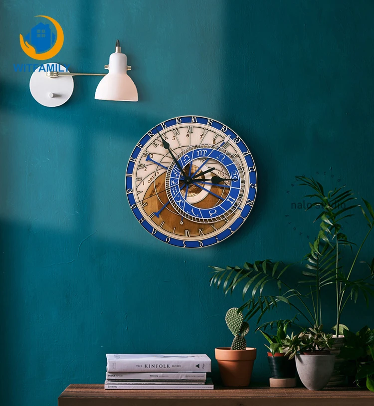 Деревянные настенные часы кварцевые астрономическое искусство 12 созвездий