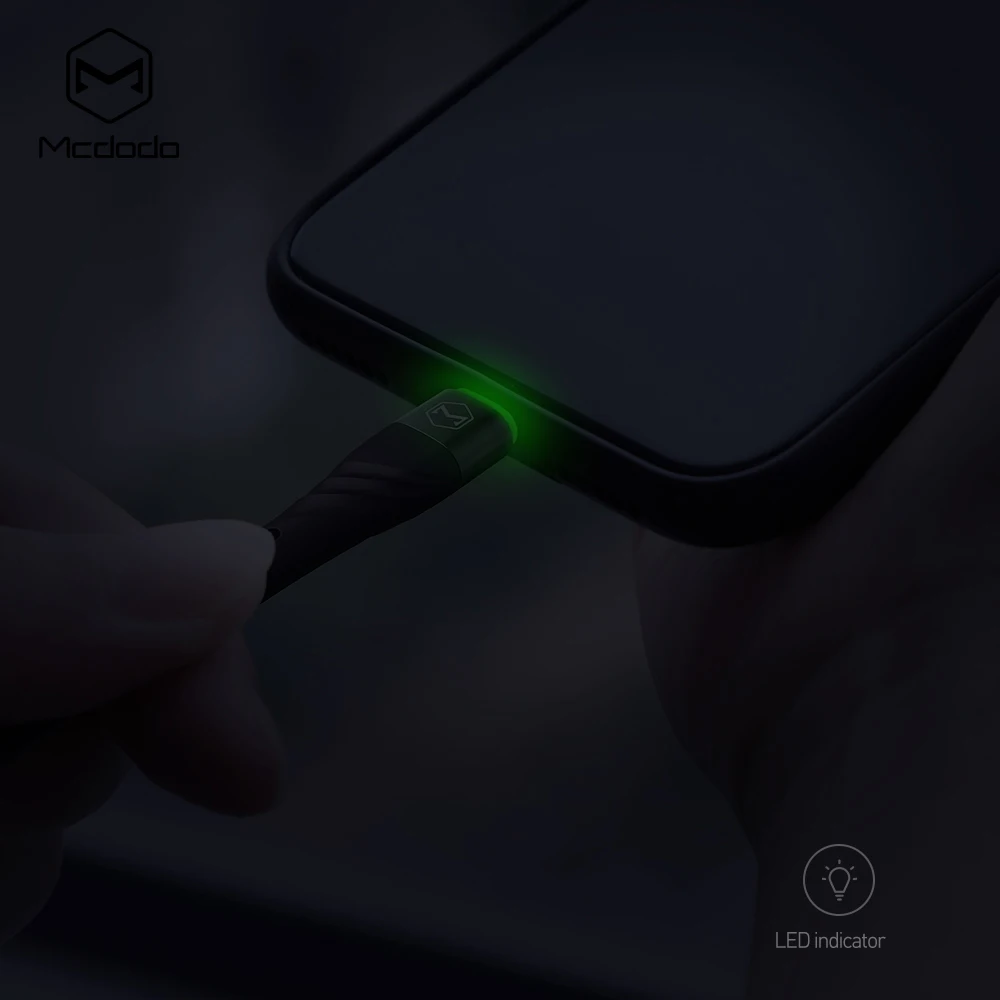 MCDODO 1 8 м светодиодный кабель для передачи данных iPhone XS MAX XR X Быстрая зарядка