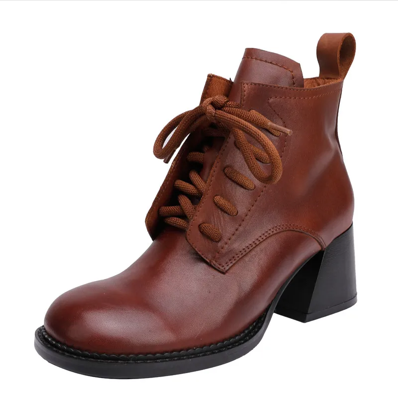 

Женские ботильоны из натуральной кожи, на шнуровке, на платформе и высоком каблуке