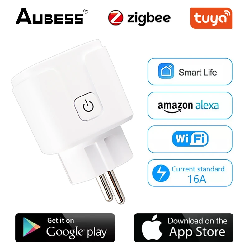 

AUBESS Smart Plug Timer Socket 16A EU 110-250V Tuya ZigBee Smart Home Wireless Plug Compatible Alexa Google Home Assistant