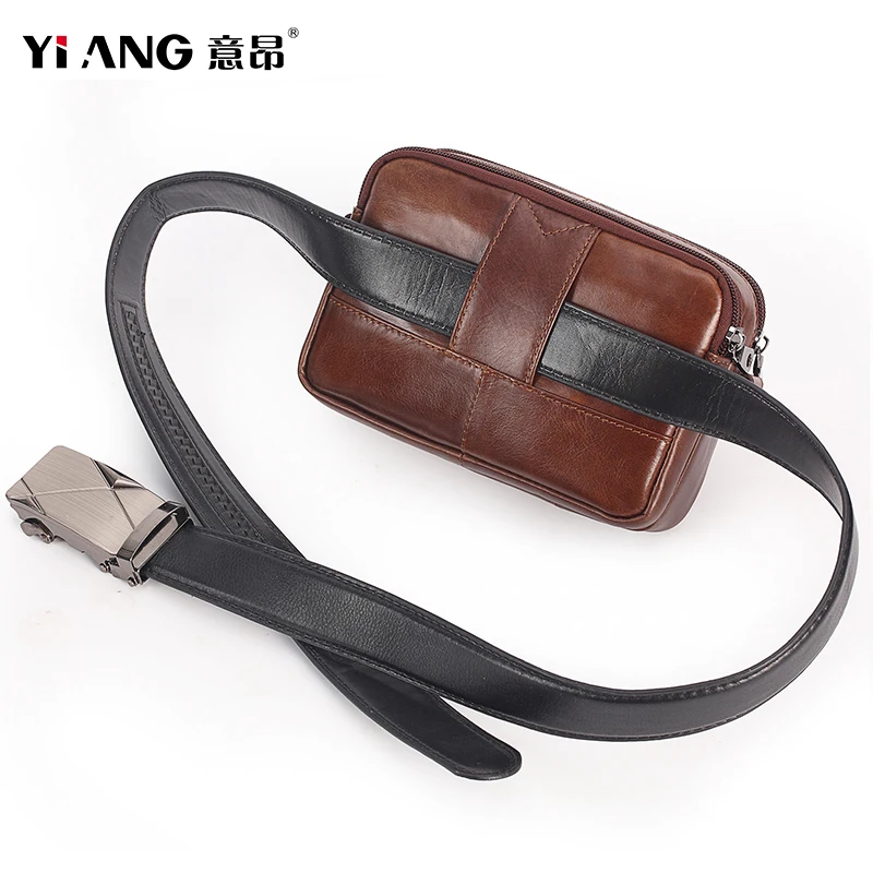 Сумка поясная из натуральной кожи мобильный телефон с крючком отделением для