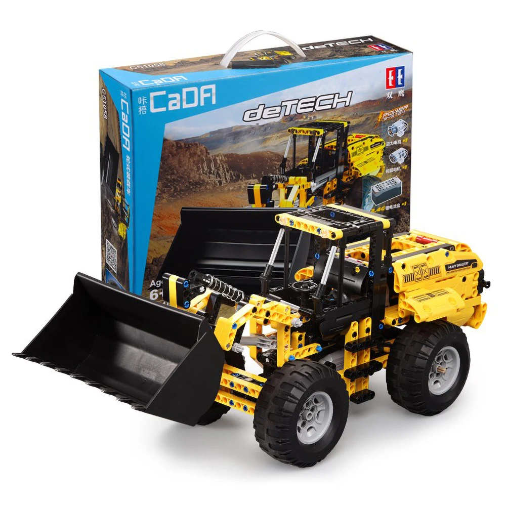 491PCS DOUBLE E CADA C51058W 2 4G RC автомобиль бульдозер для вилочных погрузчиков строительные