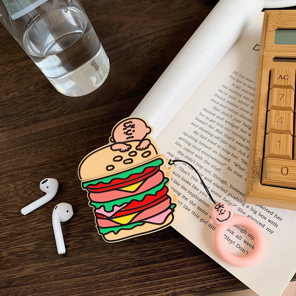 Силиконовый чехол для наушников Apple AirPods с милым 3D изображением гамбургера Шарли пива Snoopy