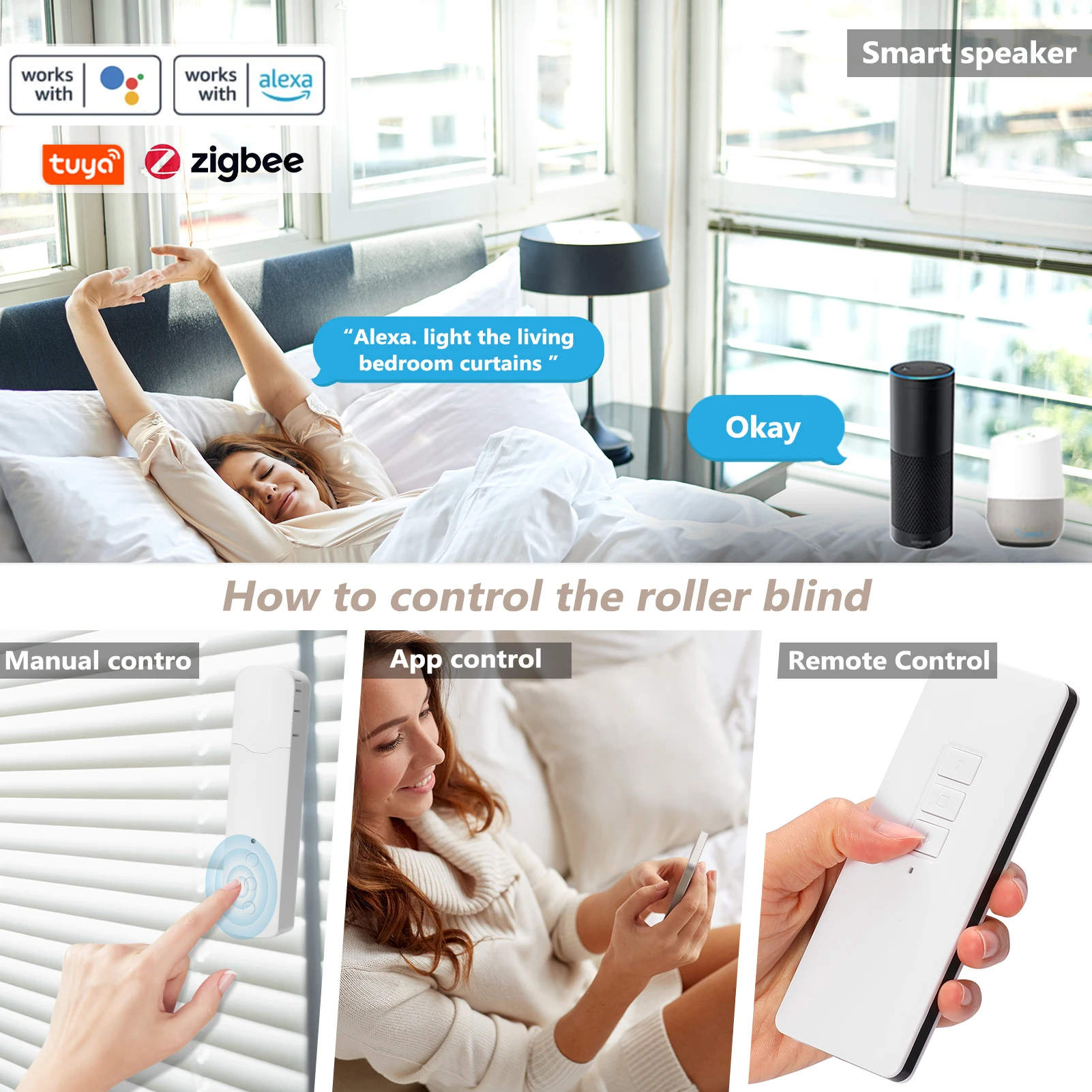 Перезаряжаемый мотор для занавесок Tuya ZigBee Wi-Fi TM616EGBZTN с бусинами приложение умного