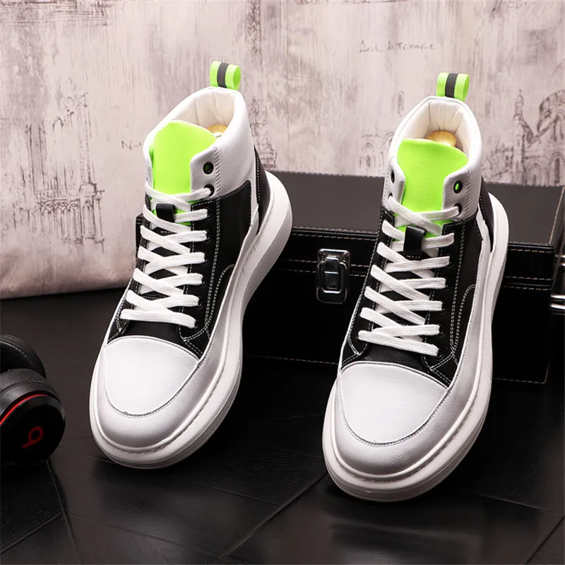 Beli Sepatu Sol Tebal Pria Korea Fashion Sneakers Punk Liar Sepatu Bot Pergelangan Kaki Hip Hop Atasan Kasual Kulit Pria Sepatu Homme