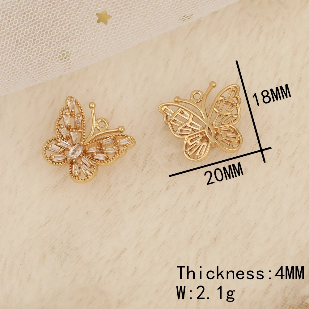

HAOSAW 4Pcs Jewelry Accessories/DIY Making/Butterfly Shapes/CZ Charms/Hand Made/Necklace Pendant/Jewelry Findings & Components