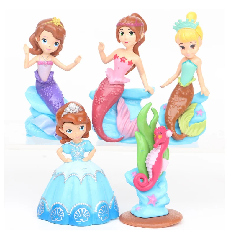 

5Pcs/Set Sofia Princess The Little Mermaid Hippocampus Animal Model Toys