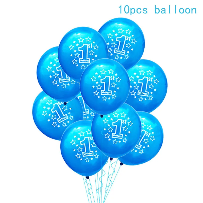 10pcs balloon 10/15 шт, для девочек и мальчиков 1st на день рождения воздушные шарики розового и голубого цвета с конфетти шары из латекса 1 Year Old первый День рождения Декор Baby Shower поставки - Цвет: 10pcs balloon