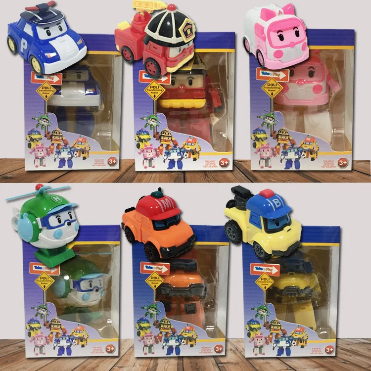 

New Korea Q Version of the Children's Toys Deformation Robot Toy Upgrade Generation Deformation Police Car