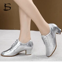 women latin dance shoes ballroom pu leather ladies girls modern jazz dance shoes silver black salsa dancing shoes teacher shoe
