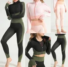Женский бесшовный спортивный костюм для бега, спортивный костюм для йоги и фитнеса, спортивная одежда, леггинсы для тренировок, укороченный топ для тренажерного зала, комплект штанов для йоги, 2021