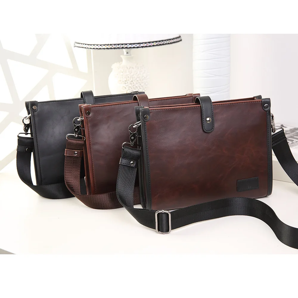 

New Crazy Horse Leather Men Bags Large Capacity Business Bag's Casual Messenger Bags High Quality Man Personality Shoulder Bag