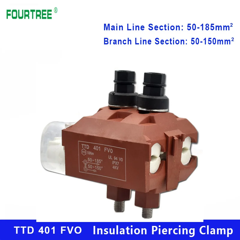 

1Pcs Insulation Piercing Clamp TTD401FVO No-Peeling Cable Quick Splitter Connector Sicam Fire Prevention Flame Retardant Red